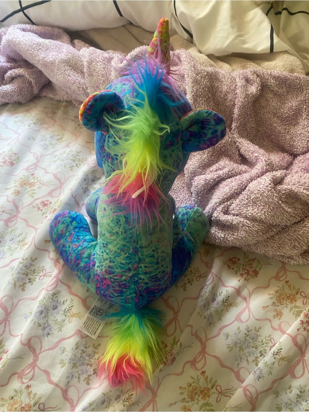 Super cute aquamarine whimsy print plush unicorn